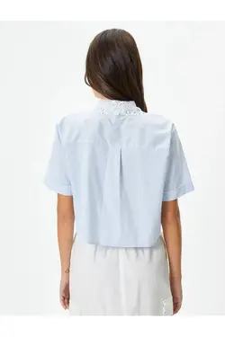 یقه توری پیراهن آستین کوتاه - یاری شاپ