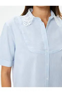یقه توری پیراهن آستین کوتاه - یاری شاپ