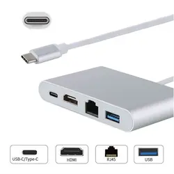 تبدیل 4 کاره TYPE C به USB ،HDMI ،TYPE C ،LAN
