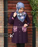 تونیک گل گلی پوشیده پارچه ابروبادی مدل بنفشه مزون نجما