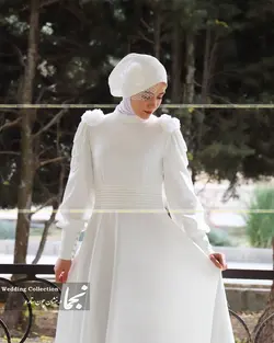 پیراهن عقد پوشیده کرپ مازراتی مدل جانان مزون نجما