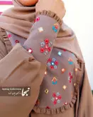عبا سوزن دوزی دخترانه کرپ الیزا مدل همیشه بهار مزون نجما