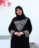 مانتو عبایی سوزن دوزی حریر اسود مدل مهدا مزون نجما