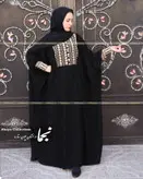 عبا زنانه سوزن دوزی حریر اسود مدل حسنا مزون نجما