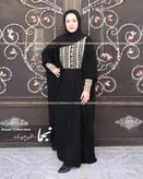 عبا زنانه سوزن دوزی حریر اسود مدل حسنا مزون نجما