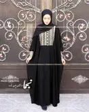 عبا زنانه سوزن دوزی حریر اسود مدل حسنا مزون نجما