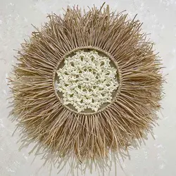 دیوارکوب مکرومه خورشید و ماندلا با الیاف طبیعی