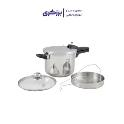 زودپز دوقلو پارس استیل مدل کف سه لایه گنجایش 6 و 4.5 ليتر + درب پیرکس + سبد بخارپز | لوازم خانگی و جهیزیه سرای برزگری