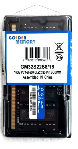 رم لپ تاپ 16گیگابایت DDR4 فرکانس 3200 وتاژ 1.2 گلدن مموری نیو اورجینال