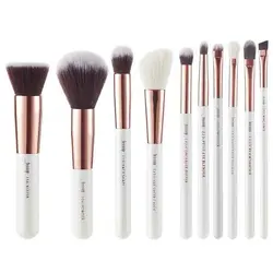 خرید ست براش آرایش 10 عددی جساپ JESSUP مدل T216 | رنگ سفید و رزگلد + همراه کیف چرم برند - یولایف بیوتی