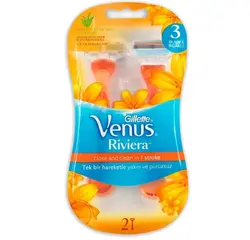 خرید و قیمت تیغ اصلاح ونوس مدل Riviera ژیلت (Gillette) اصل | حاوی دو تیغ یکبار مصرف برای خانم‌ها