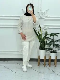 ست لینن دکمه دار 1219 | لباس زنانه استایل وان