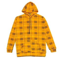 هودی مردانه چهارخانه زرد