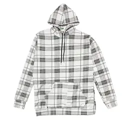 هودی مردانه چهارخانه سفید