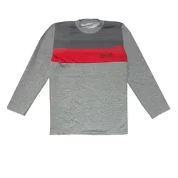 تیشرت آستین بلند قرمز طوسی مردانه