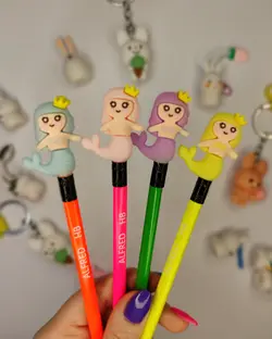 سر مدادی صورتی سرمدادی سیلیکونی فانتزی طرح پری دریایی