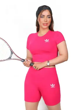 ست کراپ و شلوارک آدیداس پنبه کبریتی سایز ۳۸ تا ۴۲