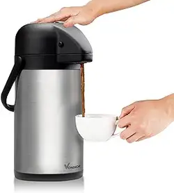 64 Oz Airpot Coffee Dispenser با پمپ، غلاف قهوه حرارتی عایق بندی شده - تلگراف نوشیدنی گرم از جنس استنلس استیل - سطل قمقمه برای آب گرم/سرد، تلگراف نوشیدنی برای مهمانی ها