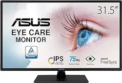 ASUS 31.5” 1080P Monitor (VA329HE) - Full HD, IPS, 75Hz, Adaptive-Sync, Eye Care, Low Blue Light, Flicker Free, HDMI, VGA, Wall Mountable, Tilt Adjustable,Black