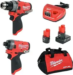 Milwaukee Electric Tools 2598-22 M12 Fuel 2 PC Kit- 1/2 اینچی چکشی و ضربه 1/4 اینچی