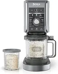 Ninja NC501 CREAMi Deluxe 11-in-1 Ice Cream &amp; Frozen Treat for Ice Cream، Sorbet، Milkshakes، نوشیدنی های منجمد و موارد دیگر، 11 برنامه، با 2 ظروف Pint اندازه خانواده XL، ایده آل برای کودکان، نقره ای