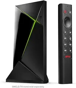 NVIDIA SHIELD Android TV Pro Streaming Media Player; فیلم‌های 4K HDR، ورزش‌های زنده، Dolby Vision-Atmos، ارتقاء مقیاس با هوش مصنوعی، بازی ابری GeForce NOW، دستیار داخلی Google، با الکسا کار می‌کند