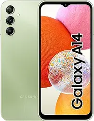 Samsung Galaxy A14 (SM-A145P/DS) دو سیم کارت، 64 گیگابایت + 4 گیگابایت، GSM بدون قفل کارخانه، نسخه بین المللی (بسته شارژر سریع خودرو) - بدون گارانتی - (سبز)