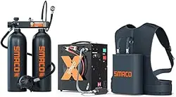 SMACO Mini Scuba Diving Tank ۲ لیتری دو لیتری بطری پونی کوچک قابل استفاده مجدد با کیت دو لیتری قابل حمل دو لیتری غواصی سیلندر اکسیژن غواصی برای نجات اکتشاف زیر آب S700 Max