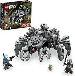 تانک عنکبوتی LEGO Star Wars 75361، ساخت ماشین اسباب‌بازی از فصل 3 ماندالوریان، شامل Mandalorian با مینی فیگورهای Darksaber، Bo-Katan و Grogu 'Baby Yoda'، ایده هدیه برای کودکان 9 سال به بالا