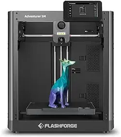 چاپگر سه بعدی FLASHFORGE Adventurer 5M، چاپگر با سرعت بالا 600 میلی متر بر ثانیه با تراز کاملا خودکار، نازل 280 درجه سانتی گراد قابل جابجایی سریع، خنک کننده موثر دو کاناله، ساختار هسته XY، 220 x 220 x 220 میلی متر