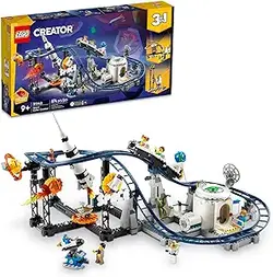 ست اسباب‌بازی ساختمانی 3 در 1 LEGO Creator Space Roller Coaster با ترن هوایی، برج دراپ، چرخ فلک و 5 مینی فیگور، شهربازی قابل بازسازی برای کودکان 9 سال به بالا، 31142