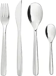 سرویس ظروف تخت 16 تکه IKEA MOPSIG نقره ای