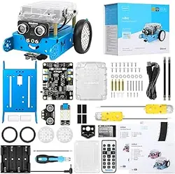 کیت ربات mBot Makeblock، بلوک‌های ساختمانی مکانیکی DIY، برنامه‌نویسی سطح ورودی به بهبود تفکر منطقی و مهارت‌های خلاقیت کودکان، آموزش STEM کمک می‌کند. (آبی، نسخه بلوتوث، خانوادگی)