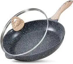 ماهی تابه نچسب JEETEE با درب، ماهی تابه نچسب 12.5 اینچی، تابه سرآشپز تخم مرغ، سازگار با القایی، بدون PFOA