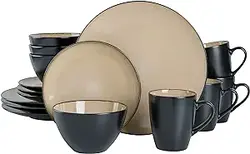 مجموعه ظروف غذاخوری سنگی گیبسون سوهو Lounge Round Reactive Glaze، سرویس برای 4 نفر (16 عدد)، تاوپ