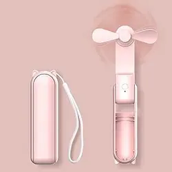 مینی فن دستی HZSK Joylifetech، پنکه قابل حمل تاشو با پاوربانک، پنکه جیبی کوچک قابل شارژ USB، پنکه شخصی با باتری با 3 سرعت برای سفر زنان در فضای باز (صورتی)