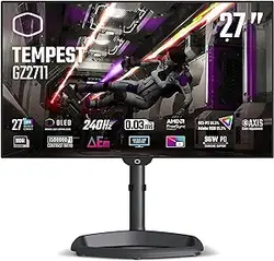 Cooler Master Tempest GZ2711 27 اینچی OLED 2K 144Hz|240Hz QHD 2560 x 1440 PC مانیتور، 0.03ms (MPRT)، HDR10، DCR، FreeSync Premium، DP1.4 * 2، HDMI 2.1 * 2، USB 2.1 * 2، USB 2.1 * 2، USB 2، USB C*1 (CMI-GZ2711-US)
