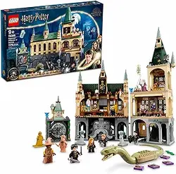LEGO Harry Potter Hogwarts Chamber of Secrets 76389 Castle Toy with The Great Hall، مجموعه مدل بیستمین سالگرد با مینی فیگور کلکسیونی طلایی ولدمورت و نیک تقریبا بدون سر درخشش در تاریکی