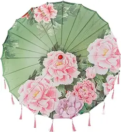 THY COLLECTIBLES کلاسیک هنر چینی به سبک آسیایی چتر چتر ابریشمی 33 اینچی با منگوله برای مجالس عروسی، عکاسی، لباس، لباس، تزئینات و رویدادهای دیگر