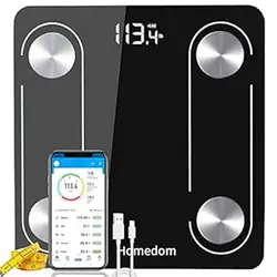ترازوی هوشمند خانگی با بلوتوث، ترازو چربی بدن، ترازو دیجیتال بی سیم حمام، 12 اندازه گیری، وزن/چربی بدن/BMI، تجزیه و تحلیل ترکیب بدن تناسب اندام، پوند/کیلوگرم