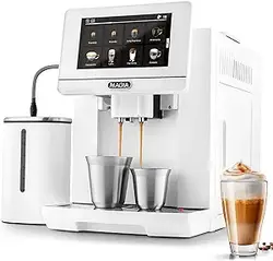 دستگاه اسپرسوساز سوپر اتوماتیک Magia آشپزخانه Zulay با آسیاب - اسپرسوساز با کف شیر و ظرف شیر عایق - دستگاه کاپوچینو و لاته - صفحه لمسی، 19 دستور پخت، 10 پروفایل