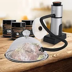 دود کننده کوکتل قابل حمل تفنگ سیگاری با سه بطری تراشه های چوب و لوازم جانبی درب، دستگاه دمنده تفنگ سیگاری آشپزخانه دستی برای سوسک، گوشت، ماهی قزل آلا، نوشیدنی، پنیر، باربیکیو