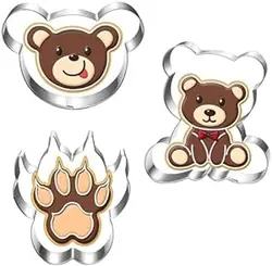 ست کاتر شیرینی خرس عروسکی-3 تکه-سر خرس، پنجه خرس و خرس عروسکی-قابل شستشو در ماشین ظرفشویی-شکل های کاتر شیرینی برای پخت تولد نوزاد حمام