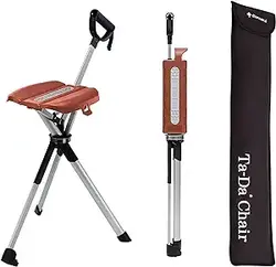صندلی Ta-Da سری 2- عصای قابل حمل، عصا با صندلی، صندلی تاشو، چوب پیاده روی، برای کمپینگ، پیاده روی، آلومینیوم سبک وزن، حمل آسان، ضد لغزش