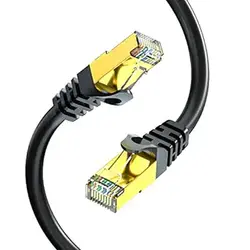 کابل اترنت Cat7 100 فوت، کابل فضای باز Cat7 محافظ سه گانه SSTP 10 گیگابیت بر ثانیه کابل اترنت پچ 600 مگاهرتز برای مودم روتر LAN RJ45، ضد UV/آب، دفن مستقیم، ژاکت پلی اتیلن