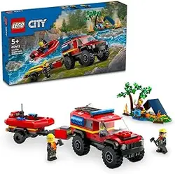 مجموعه ماشین اسباب بازی LEGO® City 4x4 with Rescue Boat 60412 Building Blocks. اسباب بازی های پسرانه، دخترانه و بچه گانه (301 قطعه)