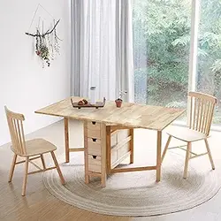 میز ناهار خوری چوبی گیت-پای Livinia Wings، میز آشپزخانه با 6 کشو کاملاً مونتاژ شده (بلوط طبیعی)