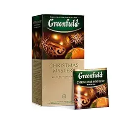 مجموعه 25 چای کیسه ای مرموز Greenfield Christmas Tea Black Tea Fruit &amp; Herbal طراوت بی نظیر چای توسط کیسه فویل مخصوص تضمین شده است.
