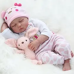 عروسک‌های نوزاد Reborn - عروسک دختر تازه متولد شده با بدن نرم 22 اینچی، عروسک واقعی خواب سیلیکونی دست ساز که واقعی به نظر می‌رسد، جعبه هدیه کودکان برای 3 سال به بالا