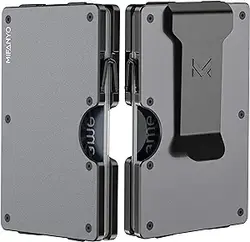 کیف پول آلومینیومی مینیمالیستی مردانه، جای کارت اعتباری جیبی باریک مردانه با گیره فلزی قابل جابجایی، کیف پول‌های کوچک مسدودکننده RFID، خاکستری مات